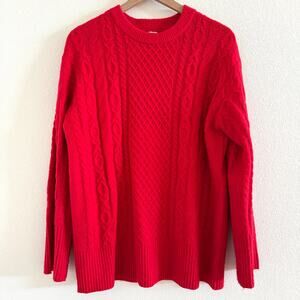 A New Day Red Cable Knit Crew Neck Sweater Women's Medium